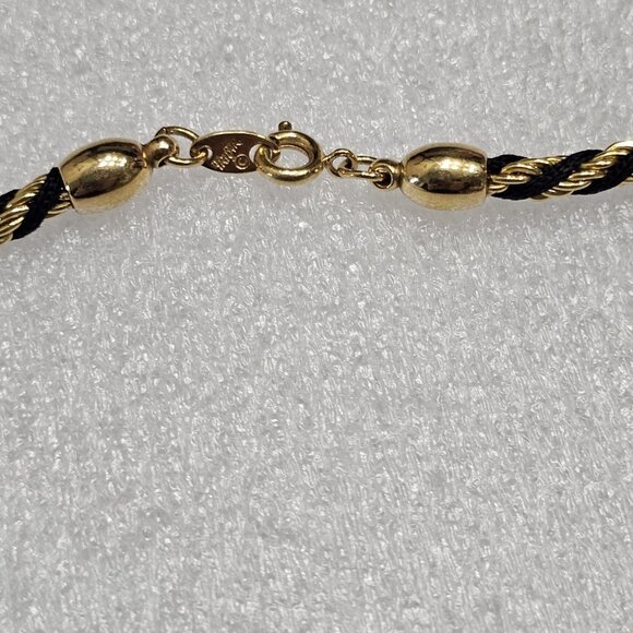 VTG 70s Trifari Twisted Gold Chain Necklace Black Gold 24" Gothic Dark Fairy - Picture 7 of 9